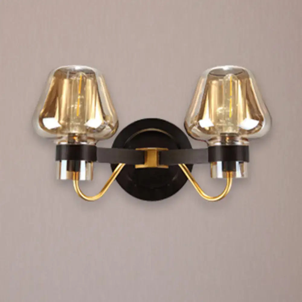 Modern black and gold amber glass mushroom sconce light living room