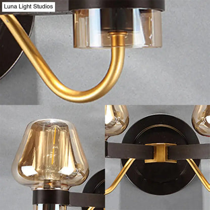 Modern black and gold amber glass mushroom sconce light living room