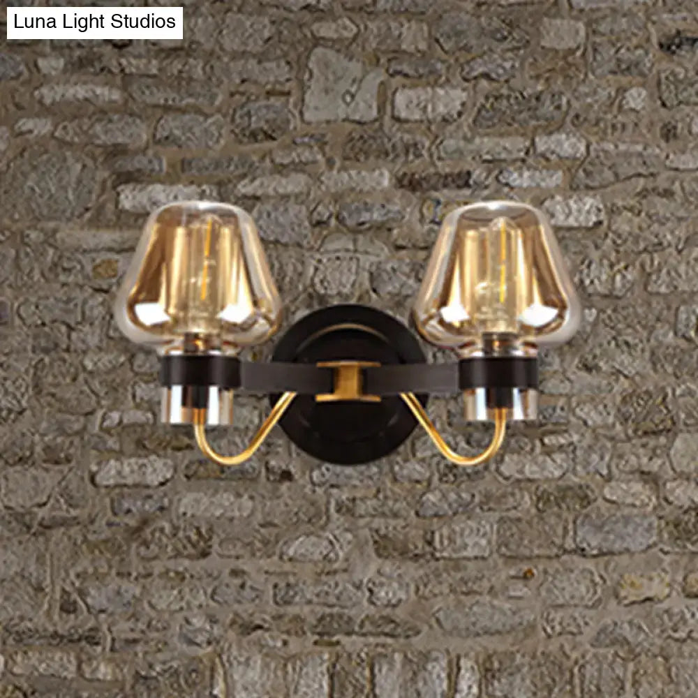 Modern black and gold amber glass mushroom sconce light living room