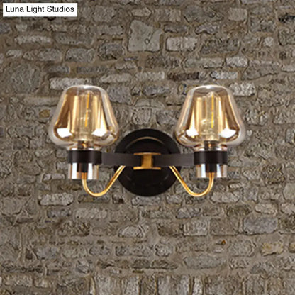Modern black and gold amber glass mushroom sconce light living room