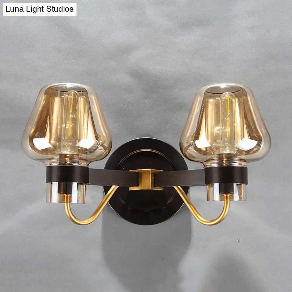 Modern black and gold amber glass mushroom sconce light living room