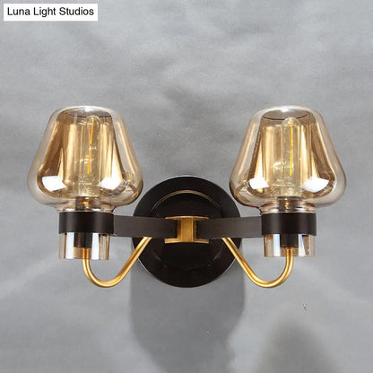 Modern black and gold amber glass mushroom sconce light living room
