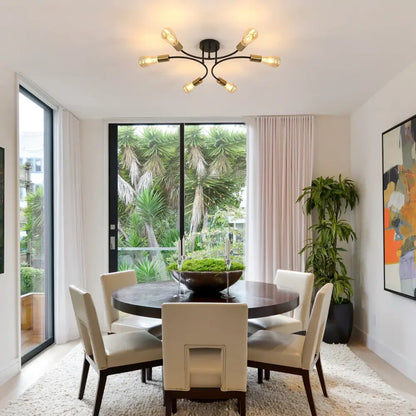 Modern black & gold sputnik chandelier ceiling light dining room