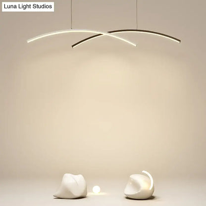 Modern black & white arc ceiling led pendant light for living room