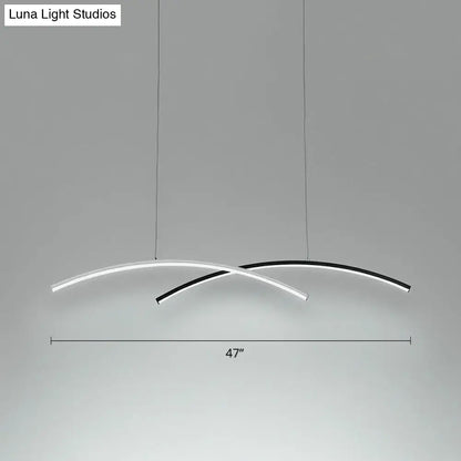 Modern black & white arc ceiling led pendant light for living room