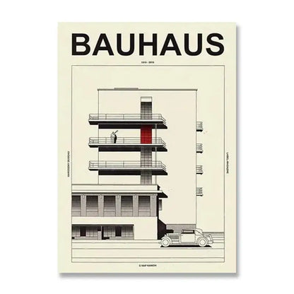 Bauhaus geometric red & blue canvas print living room home decor