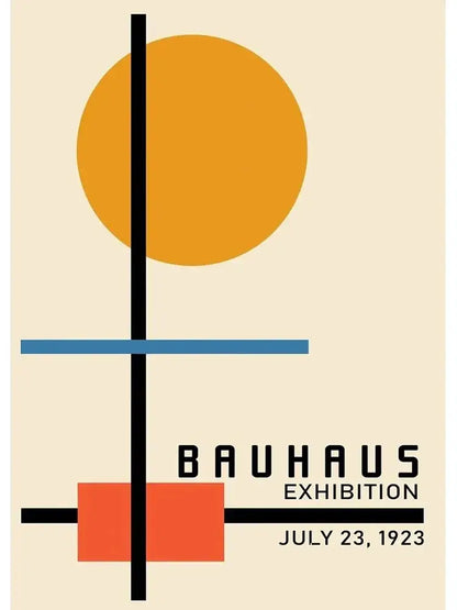 Bauhaus geometric red & blue canvas print living room home decor