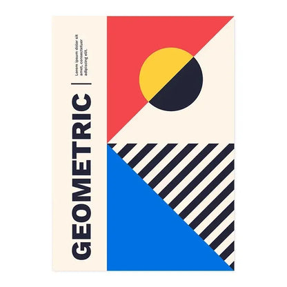 Bauhaus geometric red & blue canvas print living room home decor