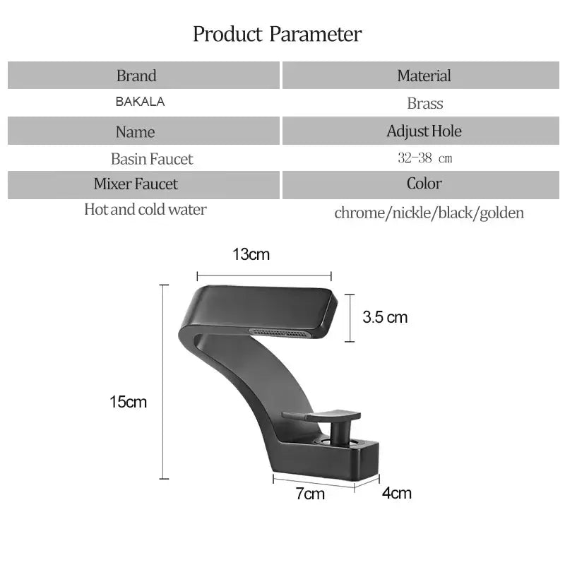 Modern matte black waterfall sink faucet for bathroom