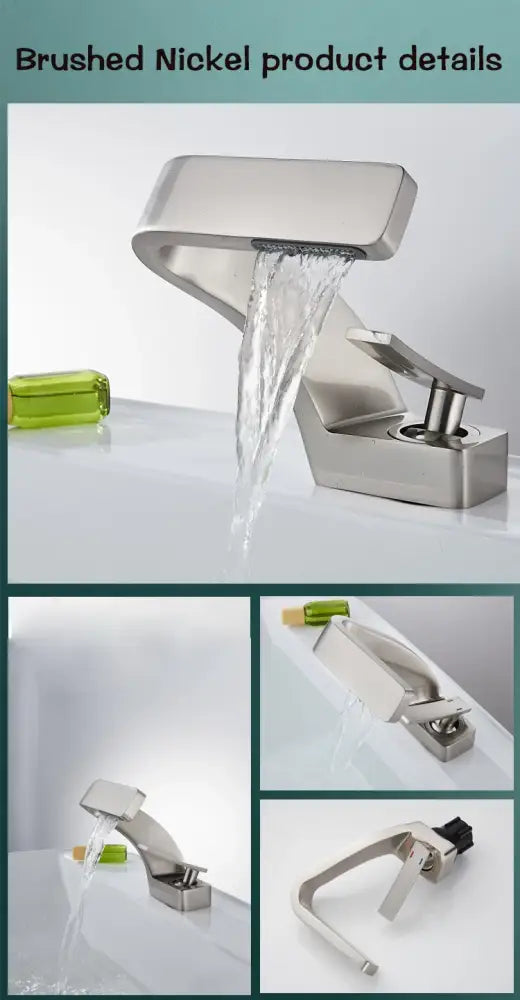 Modern matte black waterfall sink faucet for bathroom