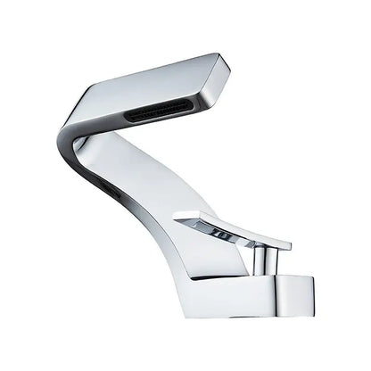 Modern matte black waterfall sink faucet for bathroom