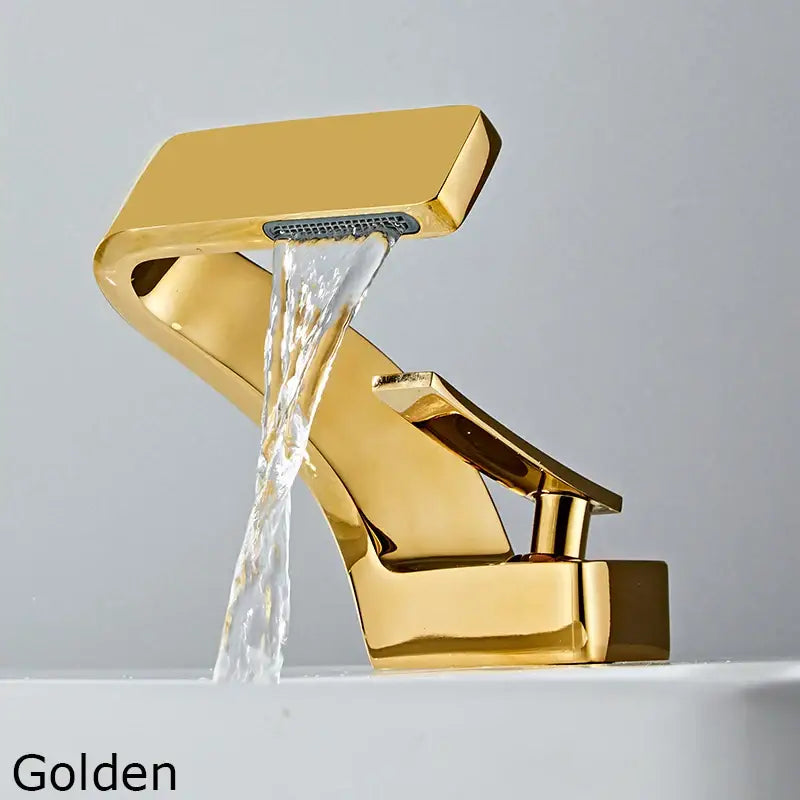 Modern matte black waterfall sink faucet for bathroom