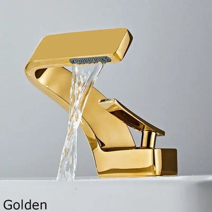 Modern matte black waterfall sink faucet for bathroom