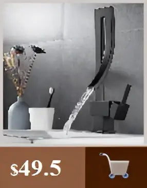 Modern matte black waterfall sink faucet for bathroom