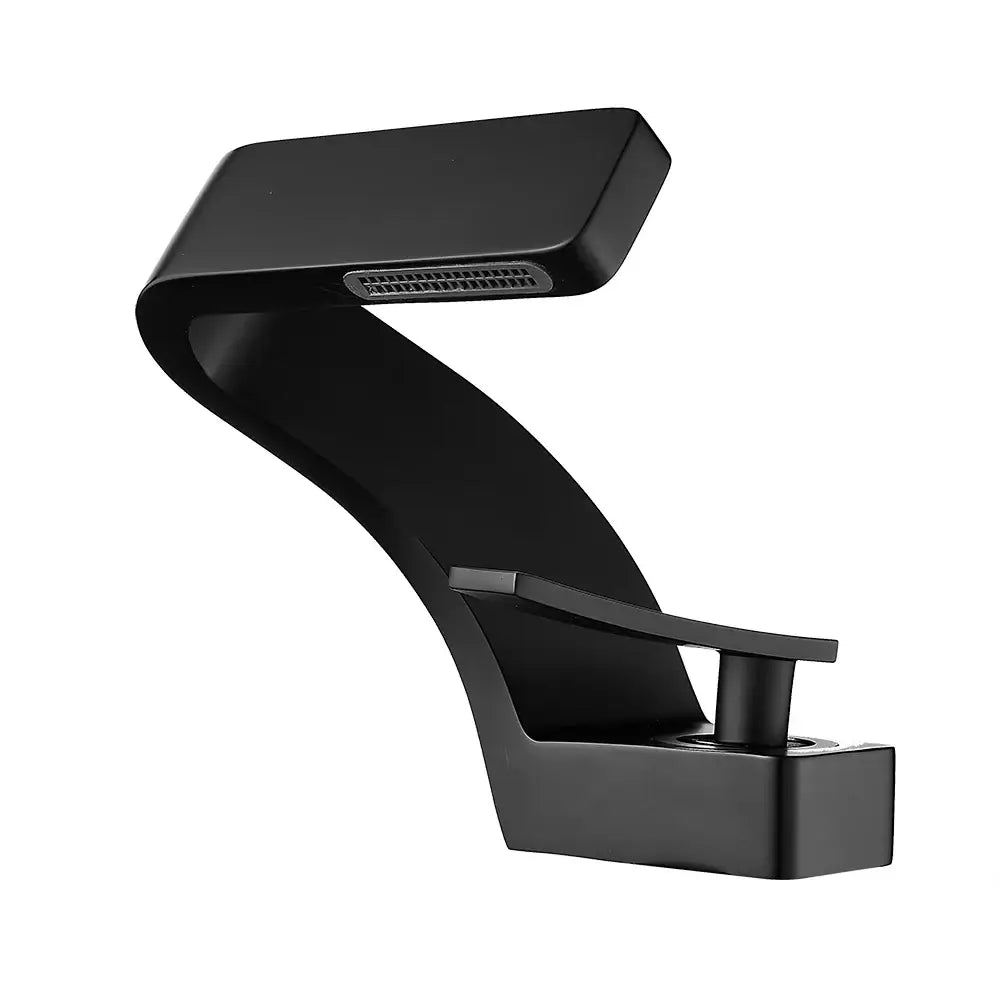 Modern matte black waterfall sink faucet for bathroom