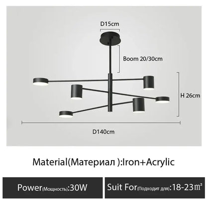 Modern black chandelier with frosted glass – living room light