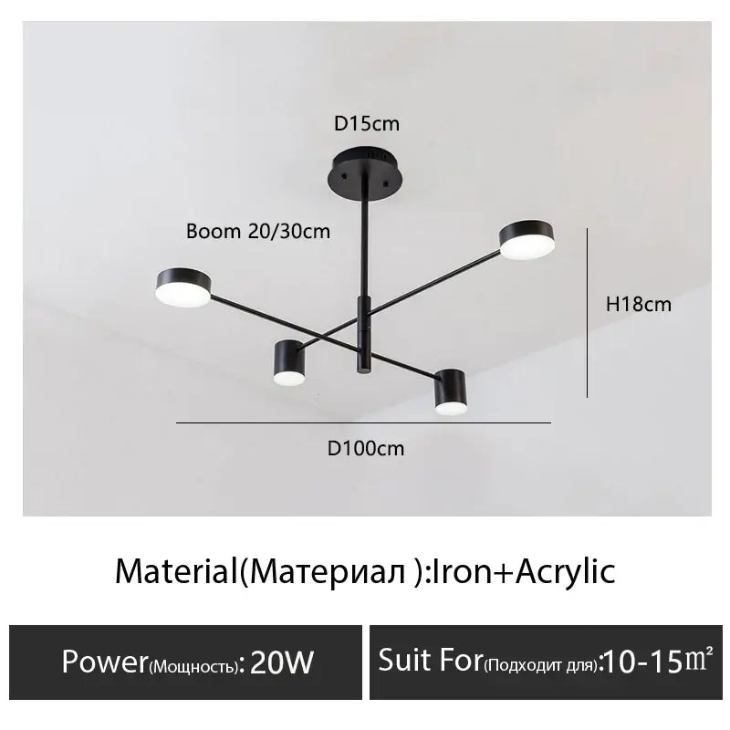 Modern black chandelier with frosted glass – living room light