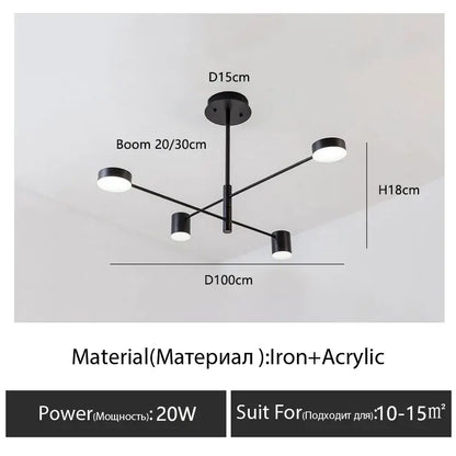 Modern black chandelier with frosted glass – living room light