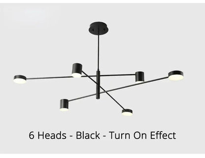 Modern black chandelier with frosted glass – living room light