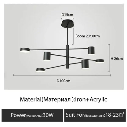 Modern black chandelier with frosted glass – living room light