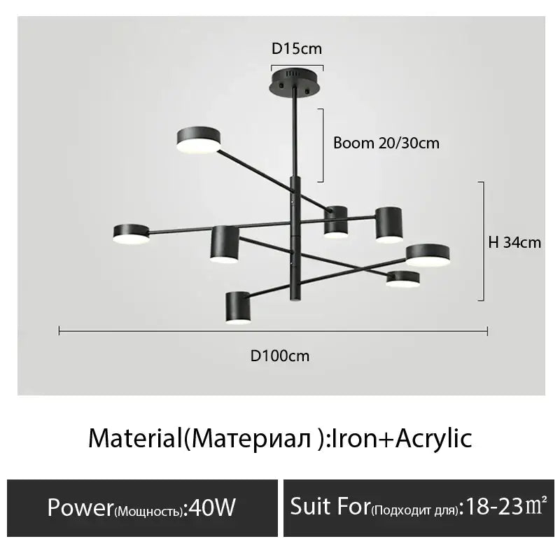 Modern black chandelier with frosted glass – living room light