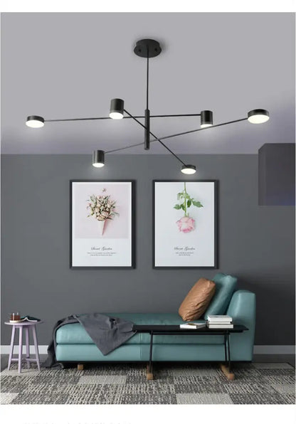 Modern black chandelier with frosted glass – living room light