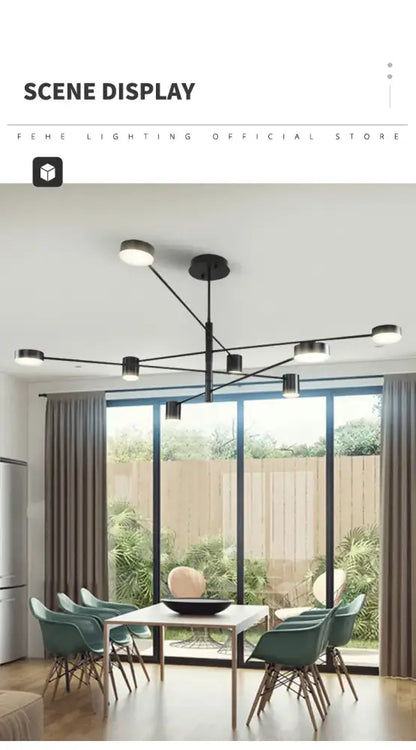 Modern black chandelier with frosted glass – living room light