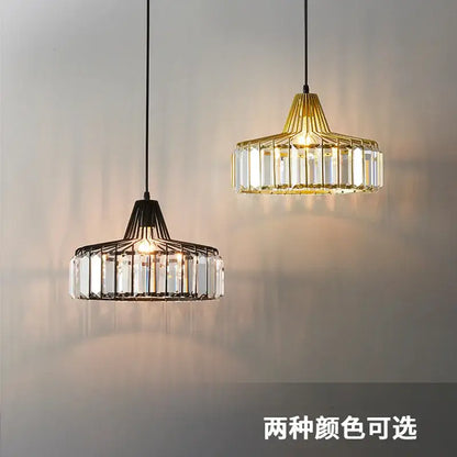 Modern black & gold crystal glass pendant lamp dining room led