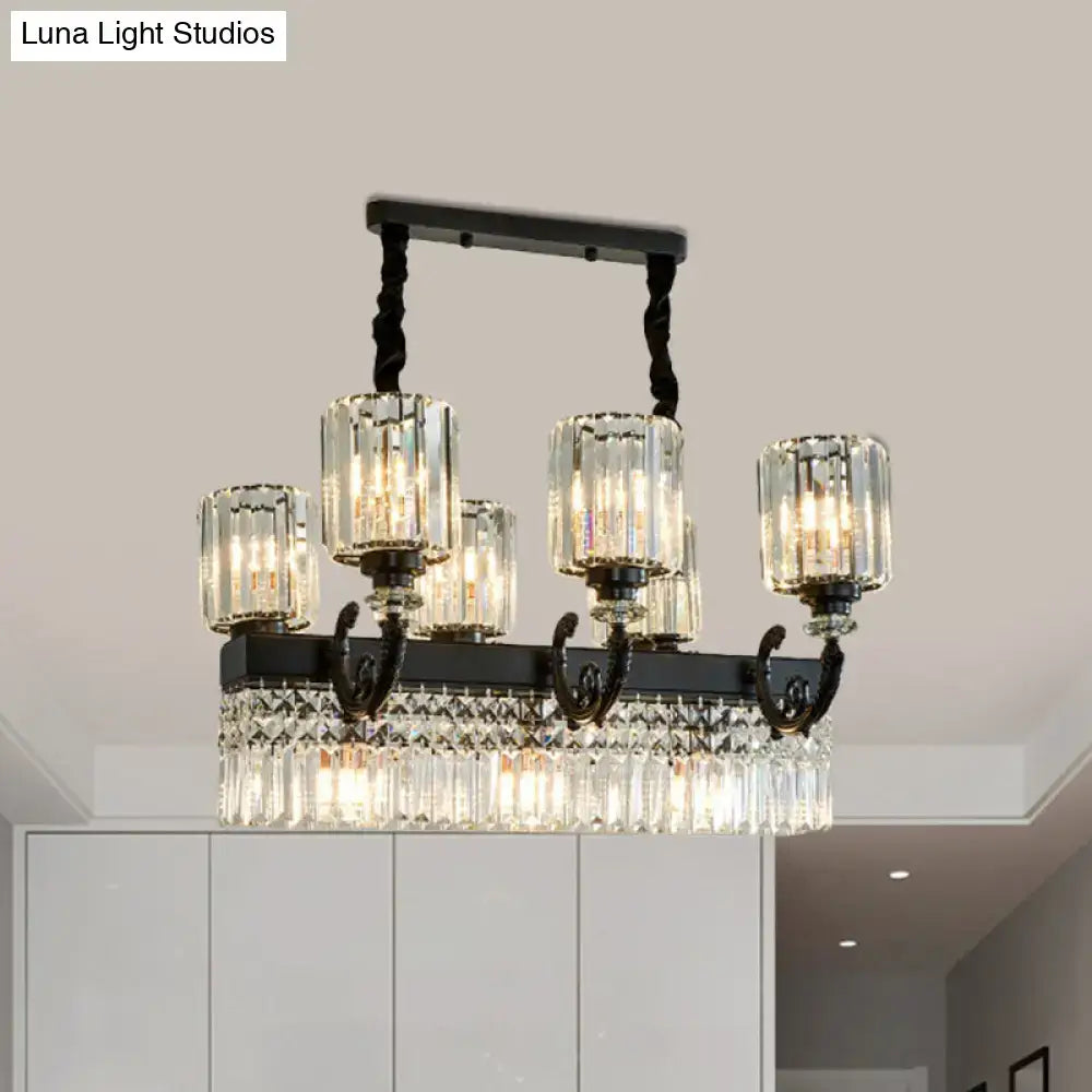 Modern black crystal prism island pendant – dining room chandelier
