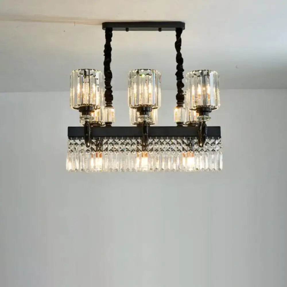 Modern black crystal prism island pendant – dining room chandelier