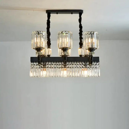Modern black crystal prism island pendant – dining room chandelier