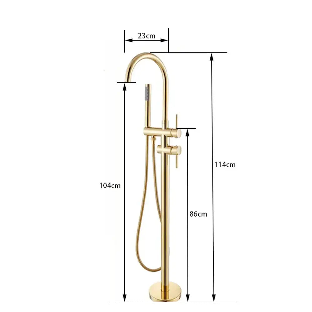 Modern black dual handle freestanding tub faucet with hand shower bathroom