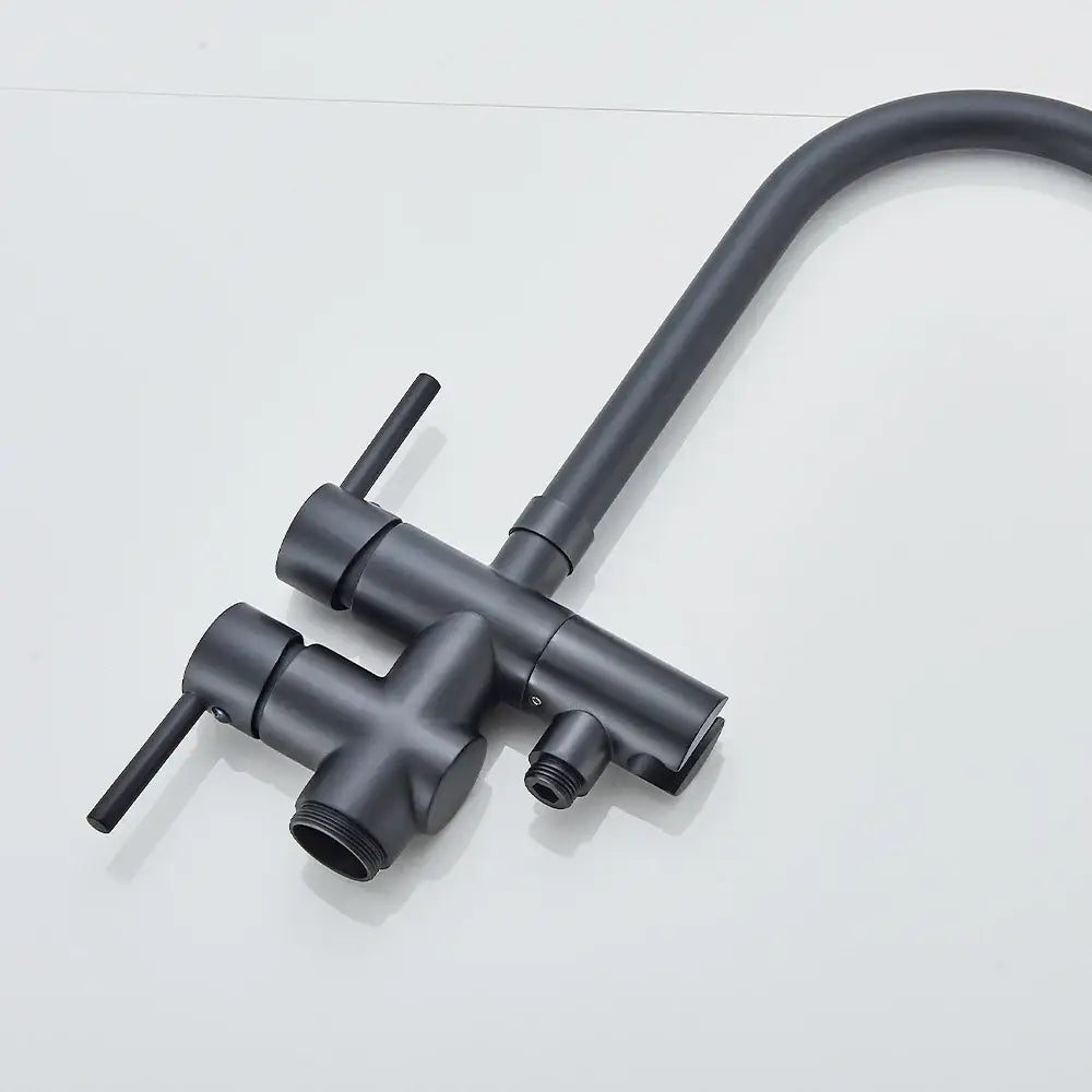 Modern black dual handle freestanding tub faucet with hand shower bathroom