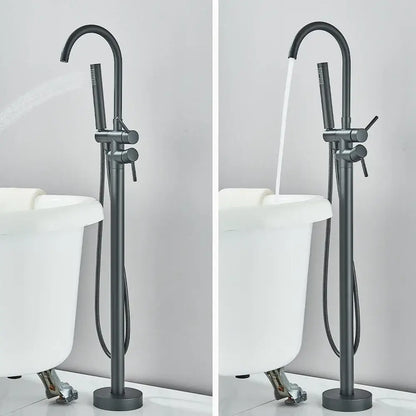 Modern black dual handle freestanding tub faucet with hand shower bathroom