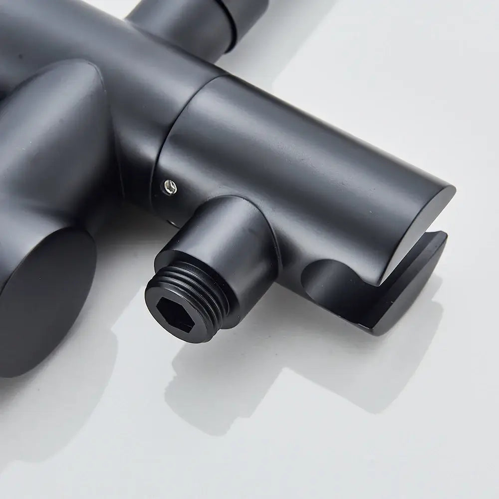 Modern black dual handle freestanding tub faucet with hand shower bathroom