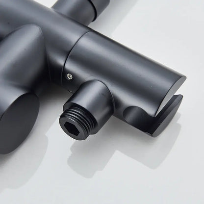 Modern black dual handle freestanding tub faucet with hand shower bathroom