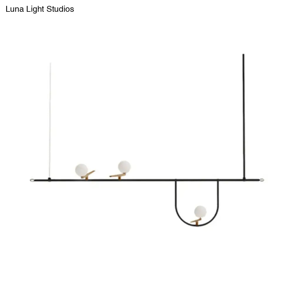 Minimalist black & white glass sphere island chandelier kitchen light