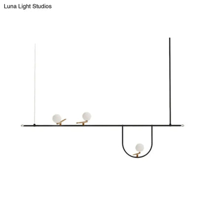 Minimalist black & white glass sphere island chandelier kitchen light