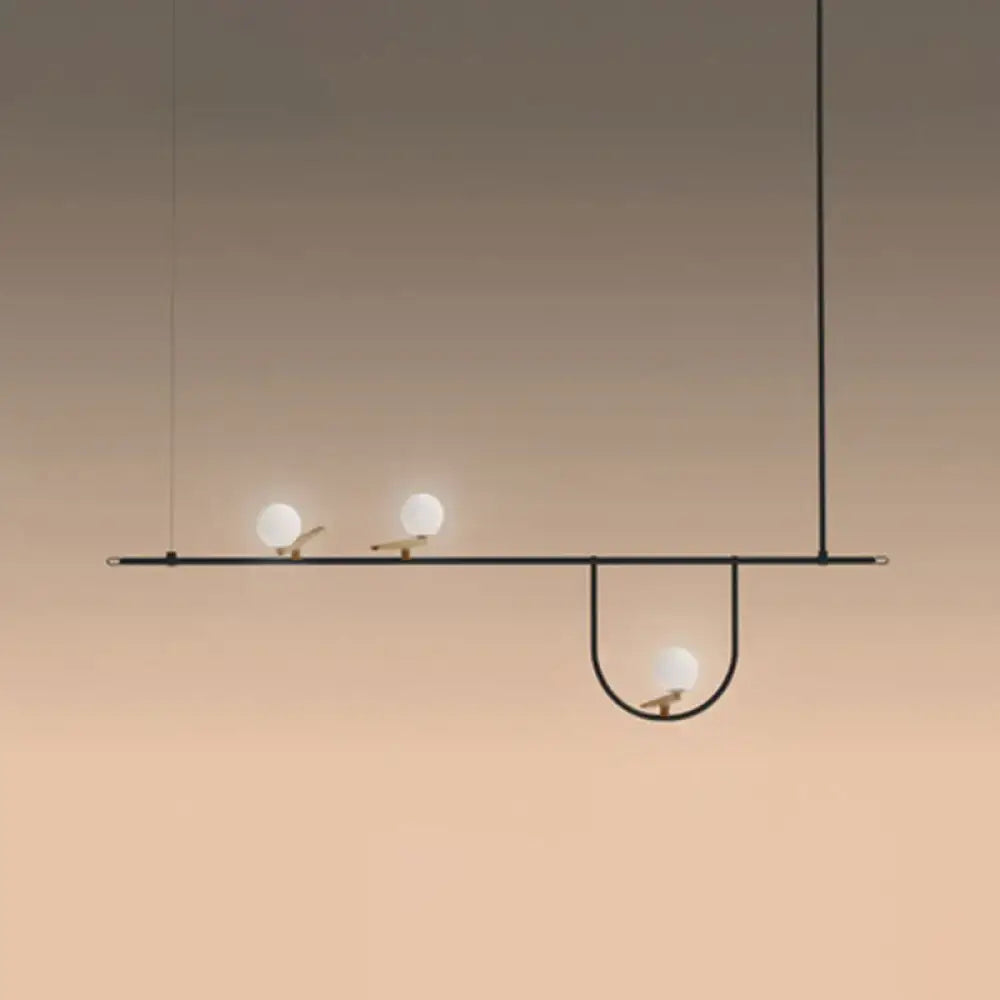 Minimalist black & white glass sphere island chandelier kitchen light