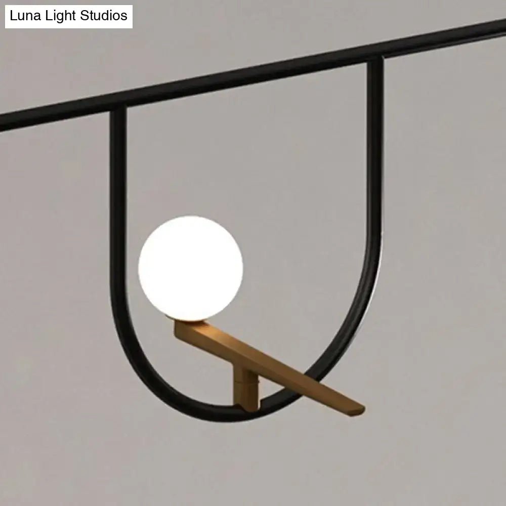 Minimalist black & white glass sphere island chandelier kitchen light