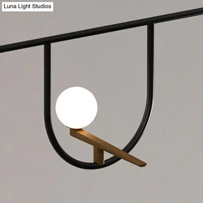 Minimalist black & white glass sphere island chandelier kitchen light
