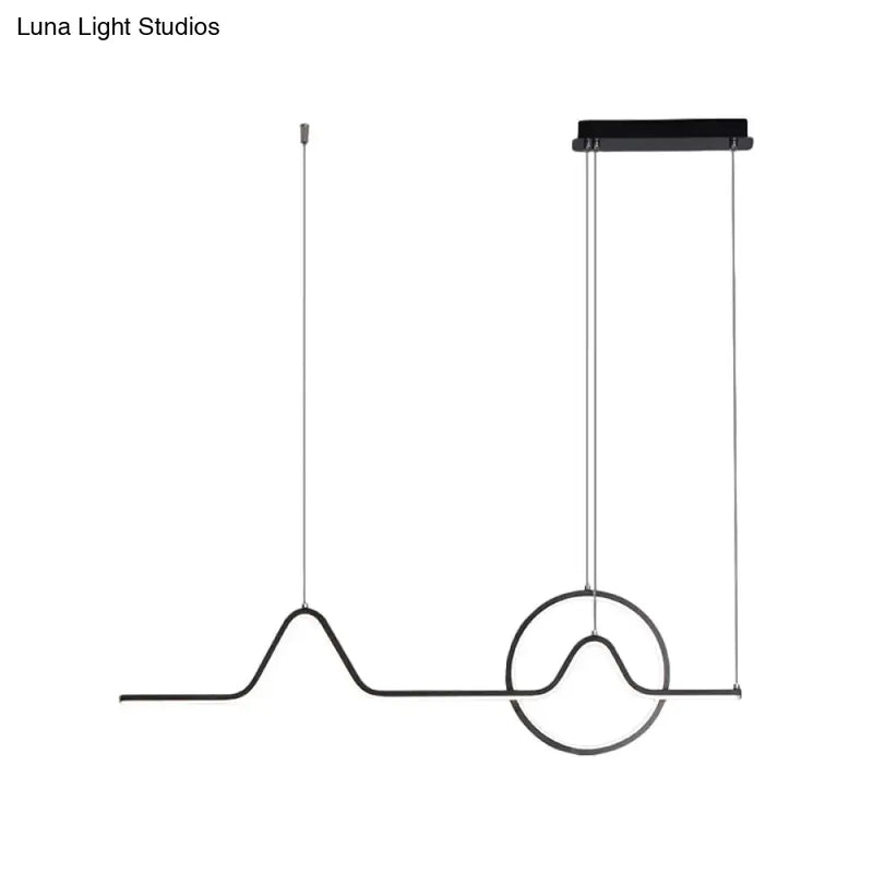 Modern black & gold linear led kitchen pendant with warm white light