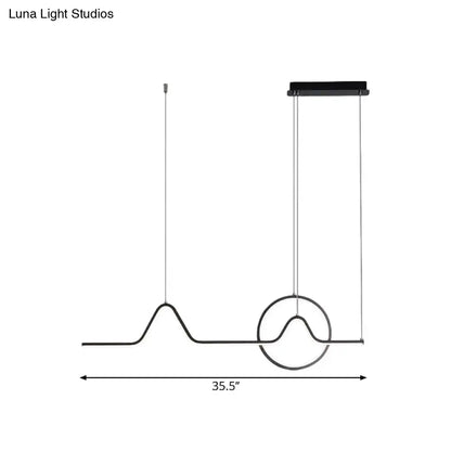 Modern black & gold linear led kitchen pendant with warm white light