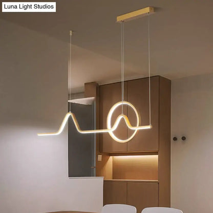 Modern black & gold linear led kitchen pendant with warm white light