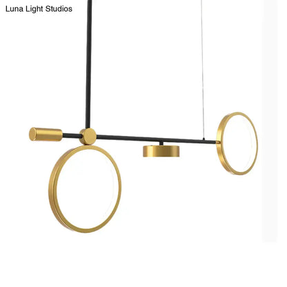 Modern black & gold led pendant light kitchen warm white illumination