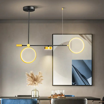 Modern black & gold led pendant light kitchen warm white illumination