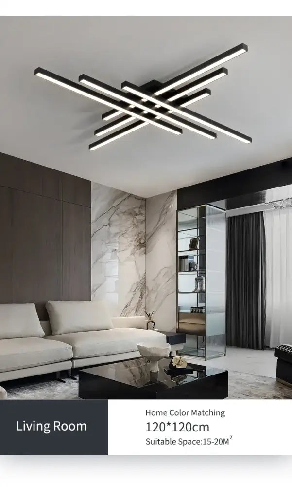 Modern black chandelier square led light for living room