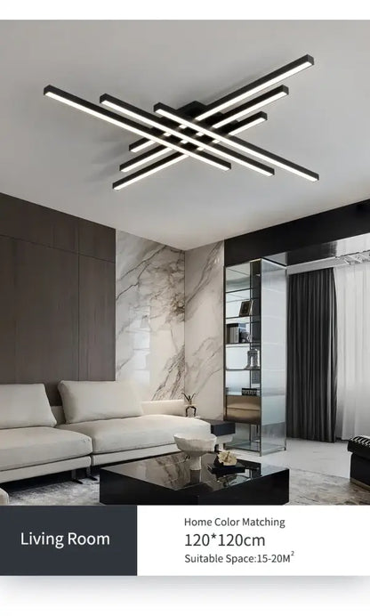 Modern black chandelier square led light for living room