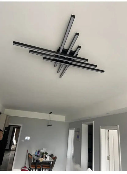 Modern black chandelier square led light for living room