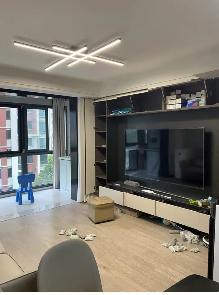 Modern black chandelier square led light for living room
